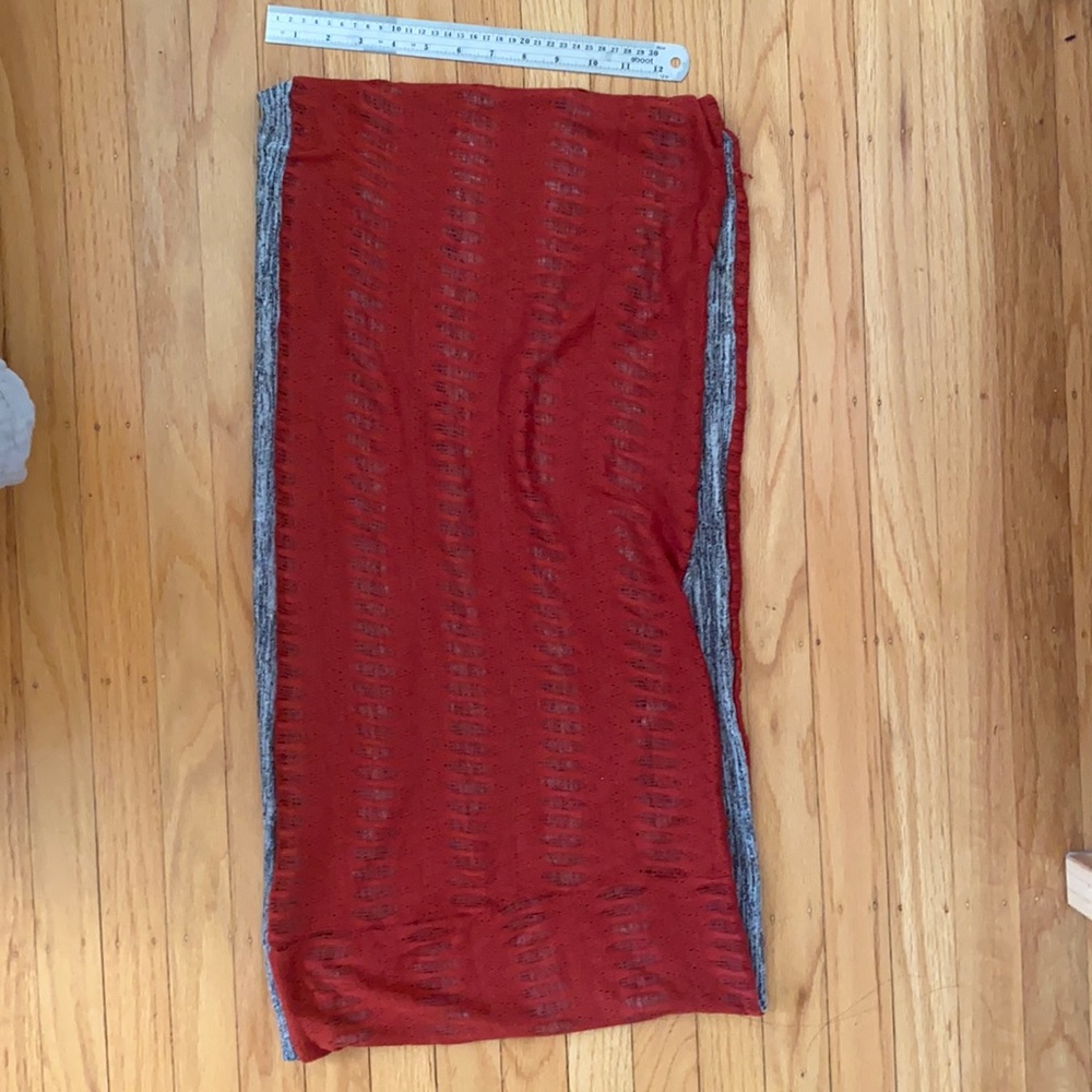 Red and gray infinity scarf